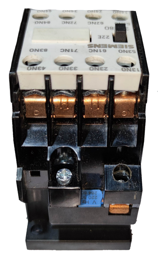 Siemens Magnetic Contactor 10A 2NO 2NC 220V with multiple copper terminals and black base