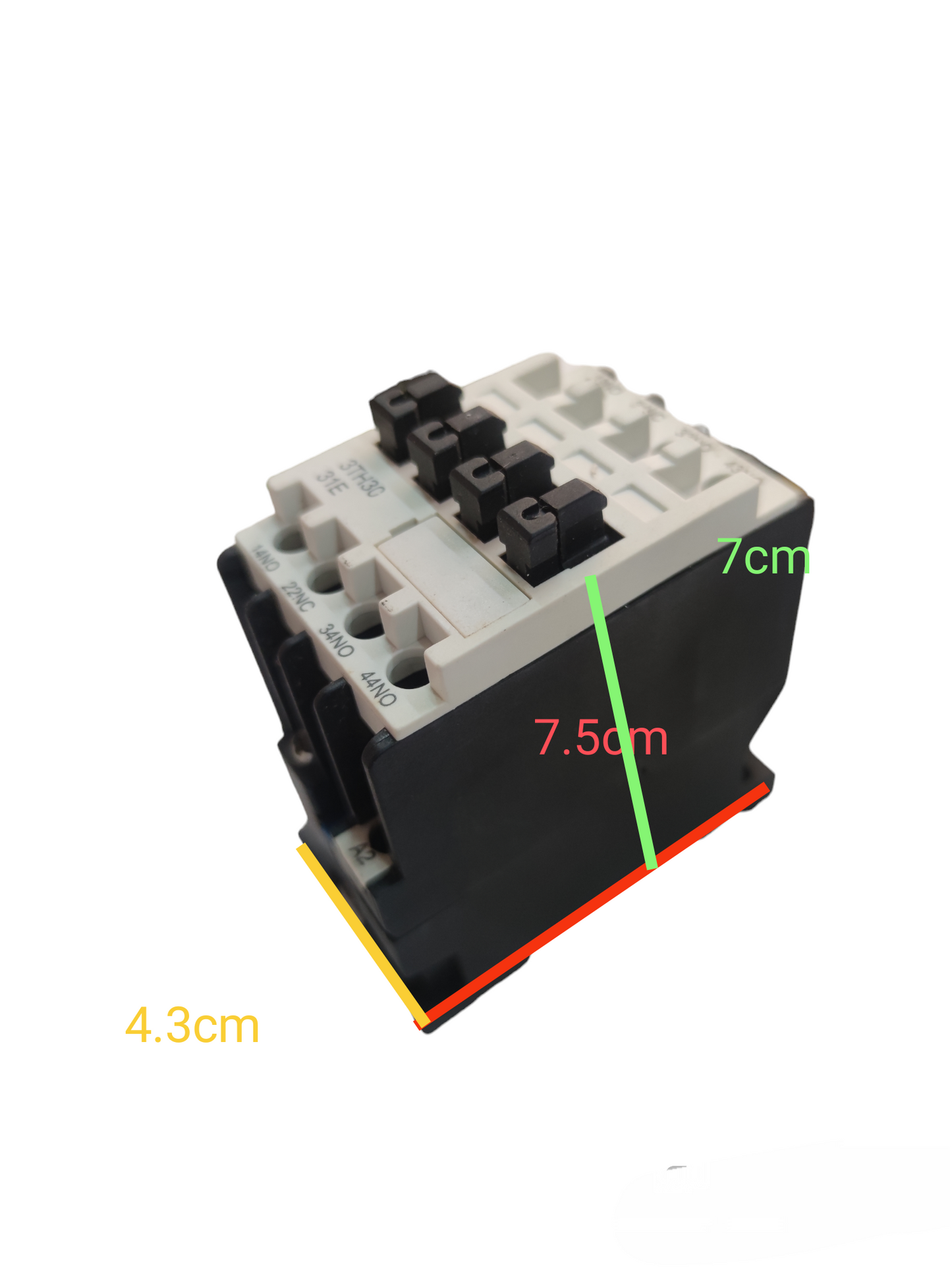 Siemens Magnetic Contactor 3NO-1NC 15A 220V with black and white casing and terminal connections