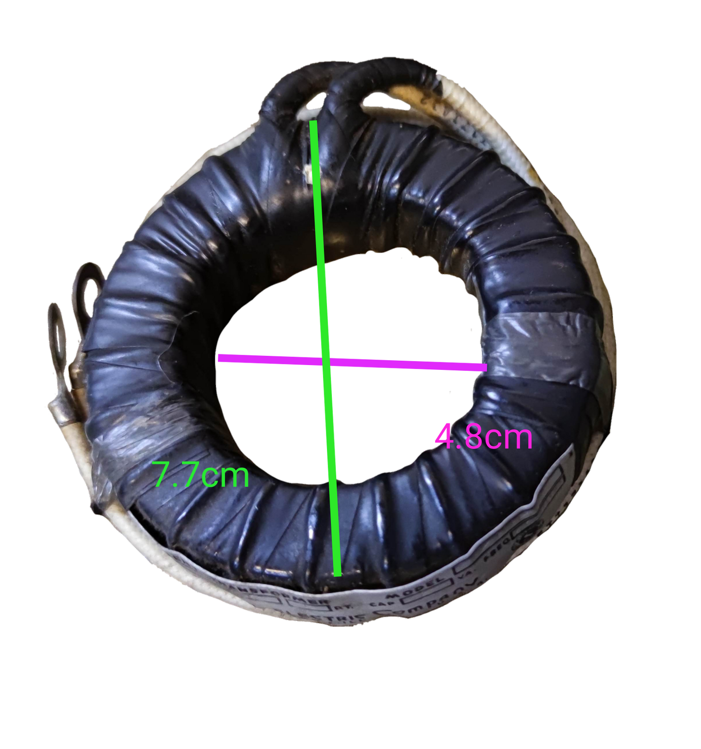 Simpson Single Core Current Transformer with black circular coil and measurement markings