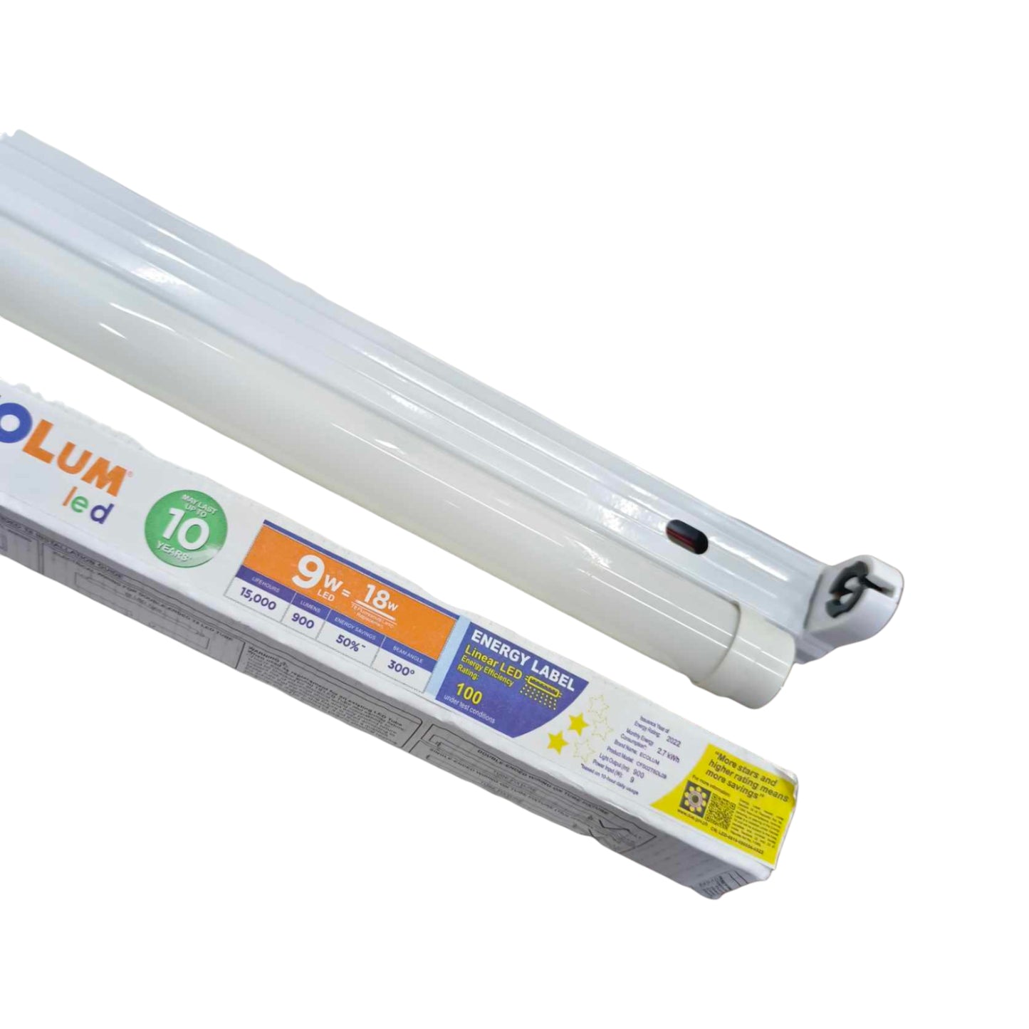 Ecolum single ended LED fluorescent tube 220V, 9W, 18-inch energy-efficient design
