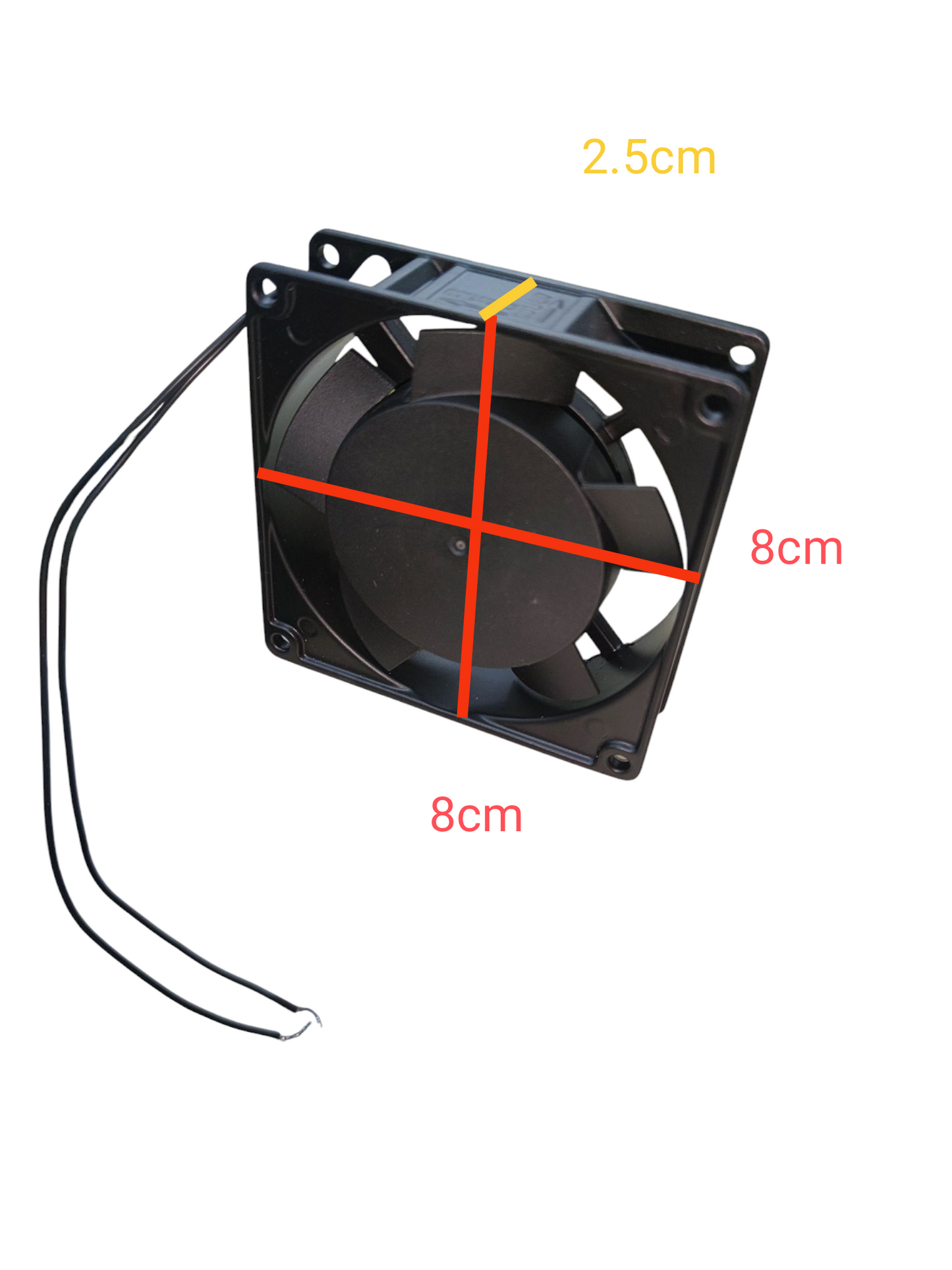Small black box exhaust fan 220V with 8cm square frame and wired connection from China vendor