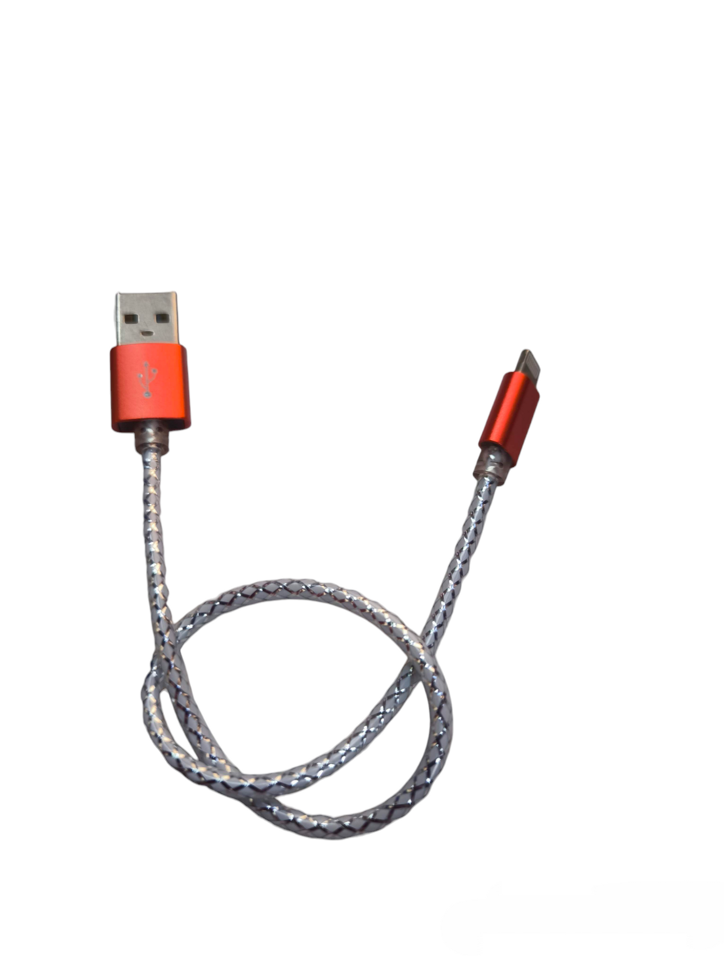 Smart Phone Charging Cord with red connectors and braided cable from China for durable charging