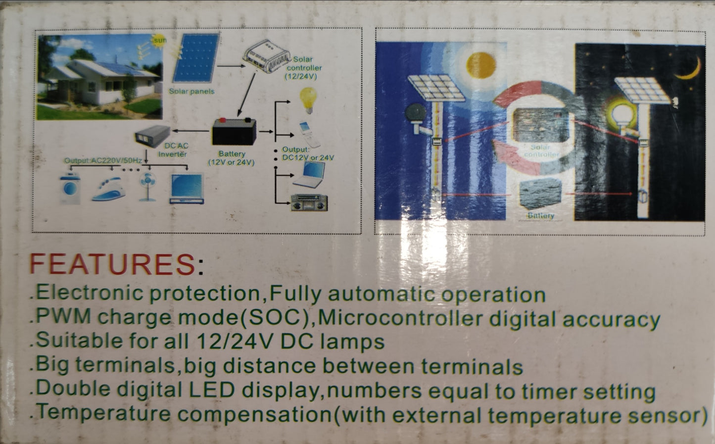 ZwitseRise Solar Charge Controller PWM with electronic protection and automatic operation features
