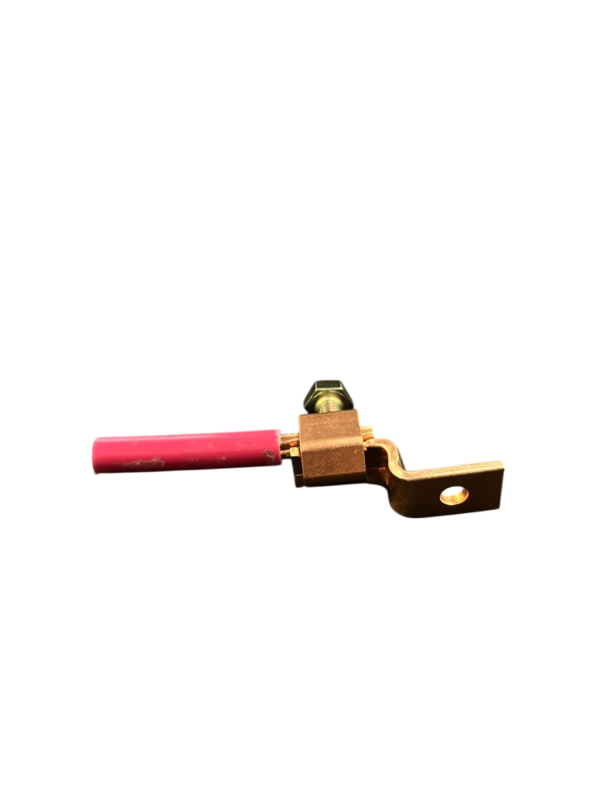 Local brand Solderless Terminal Lugs 50mm with red insulated wire and brass connector for electrical circuitry