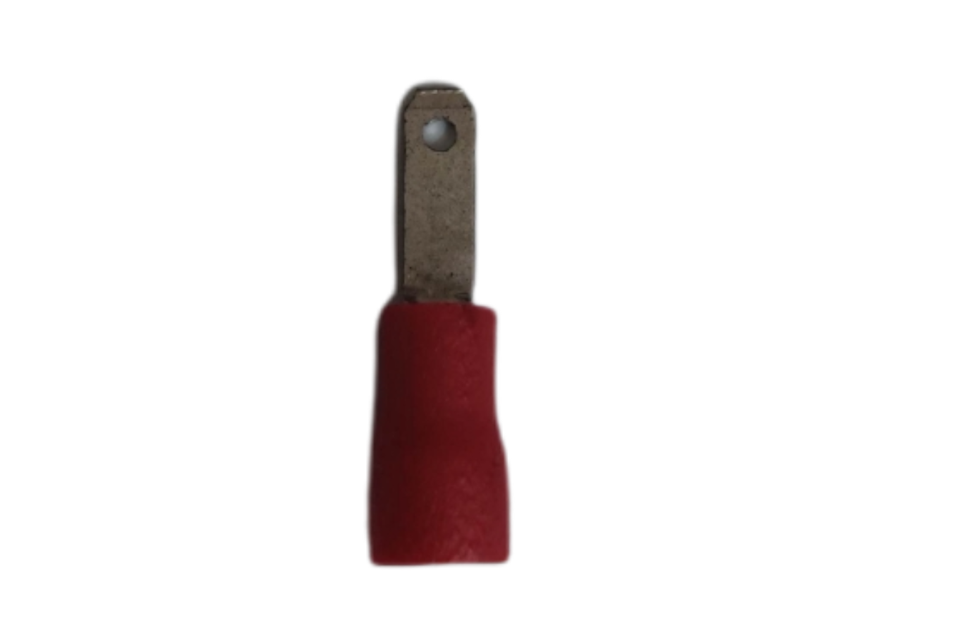 Spade terminal connector 5mm male female with a red insulated sleeve for secure electrical connections
