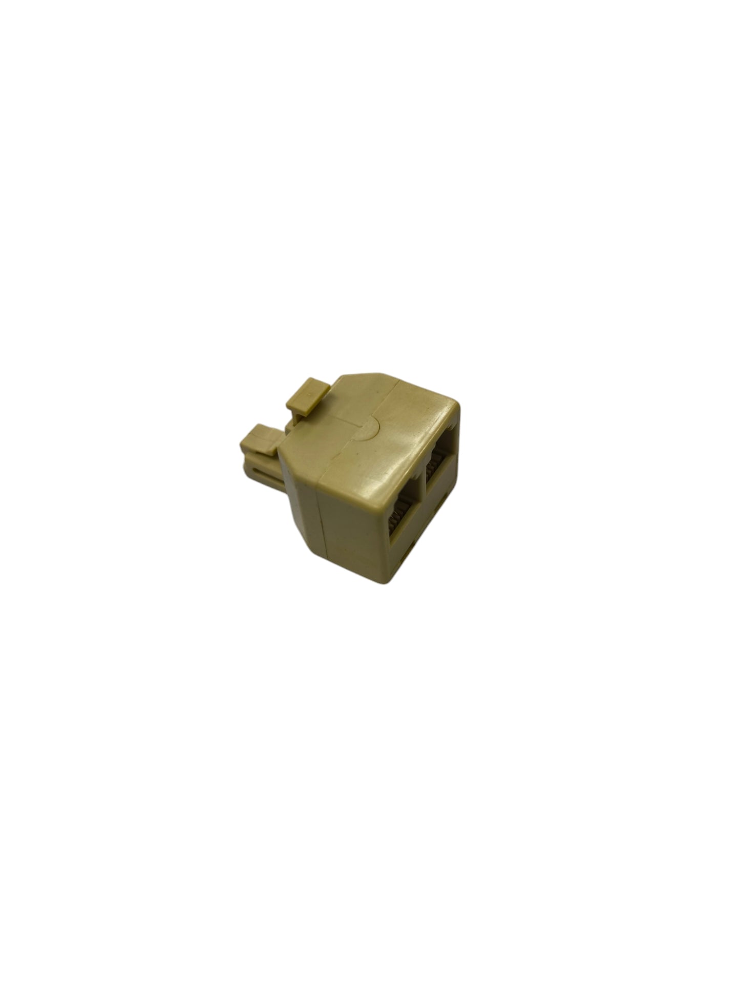 Splitter RJ11 Male to RJ11 Female x 2 tan colored telephone line adapter cable splitter