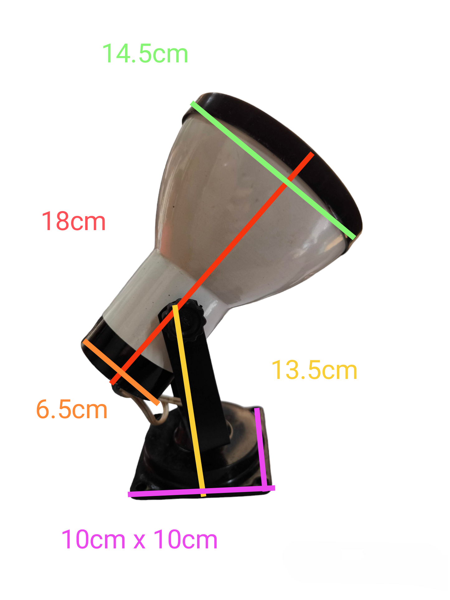 14cm E27 spot light holder in black and clear design with adjustable mounting base from Local vendor