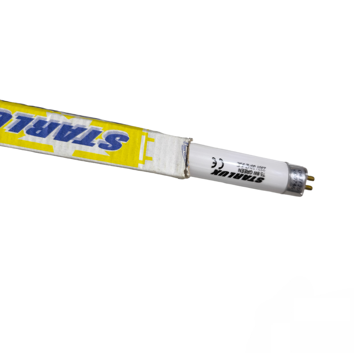 Orbik 8W T5 fluorescent tube green compact fluorescent bulb with pin connectors and packaging