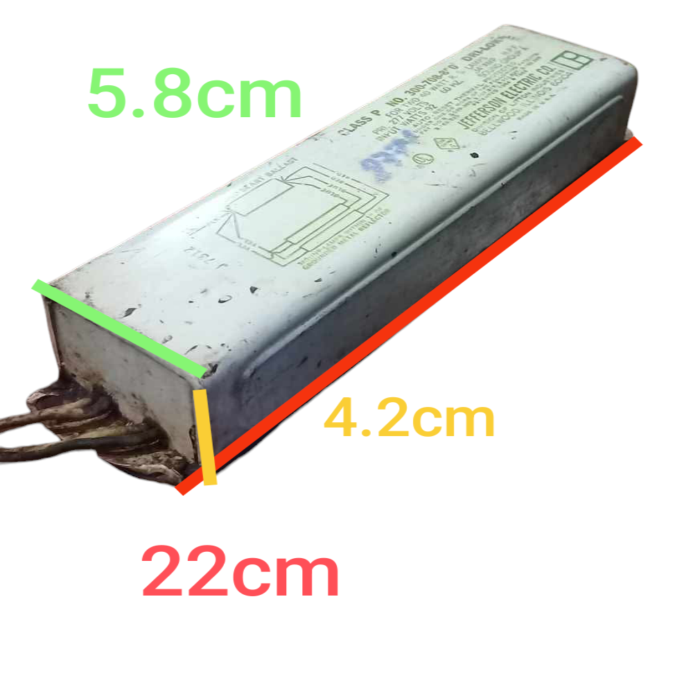 Universal Start Ballast 2 x 40W 2x40W 277V AC electrical component with metal casing and wiring