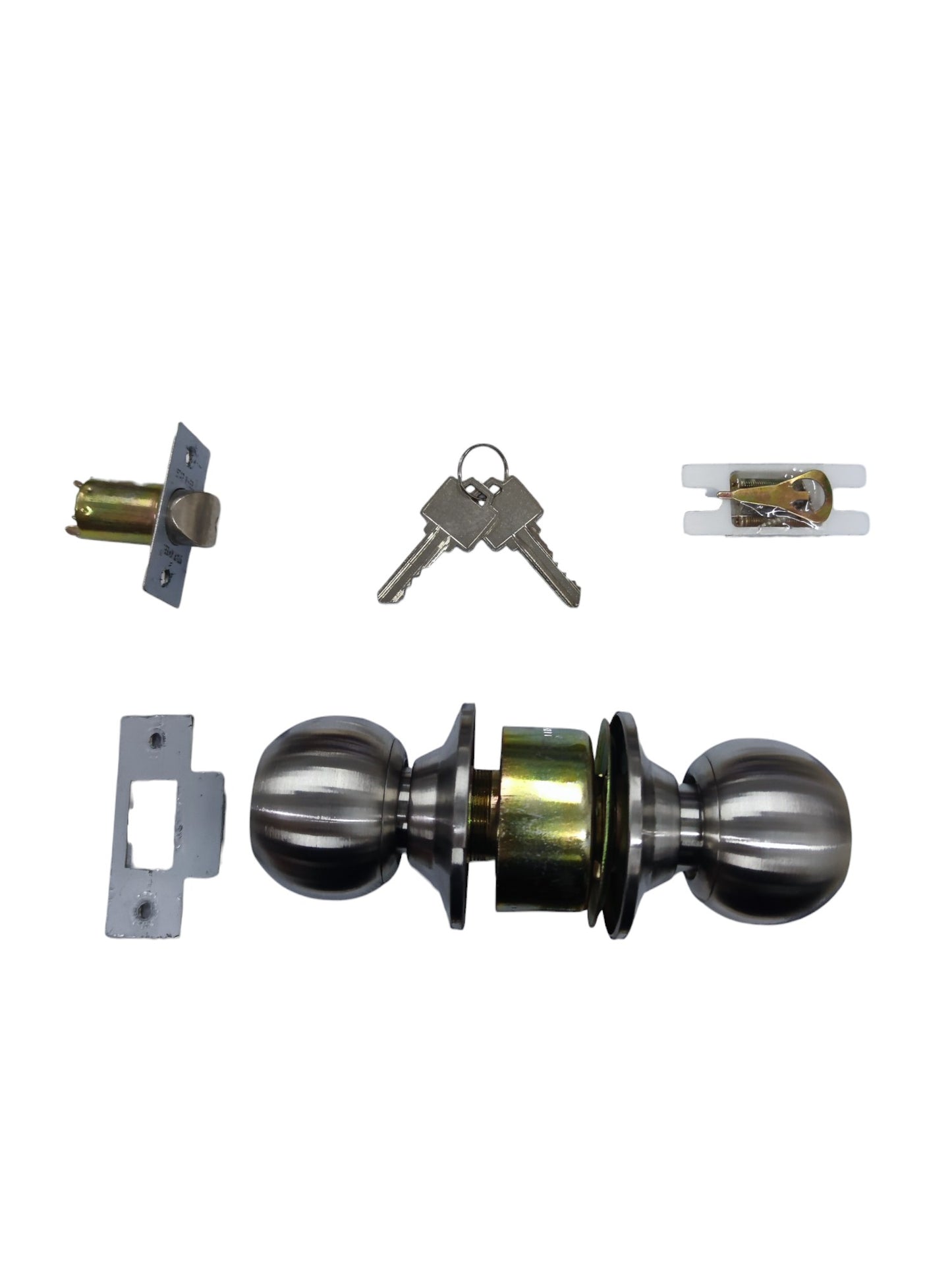 Starwheel Entrance Lockset with Door Knob, includes hardware and keys for easy installation