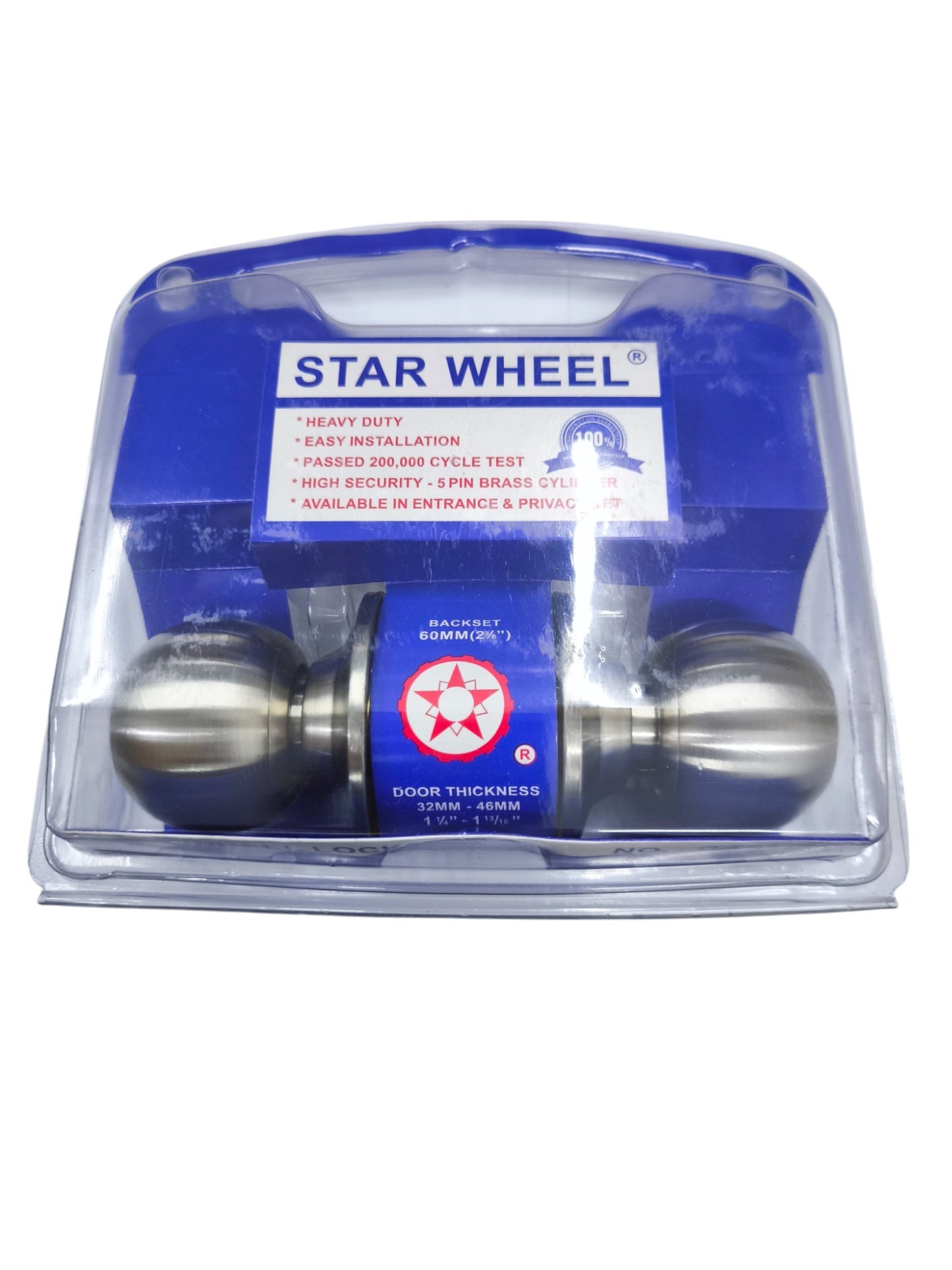 Starwheel Entrance Lockset Door Knob with Heavy Duty Design and Easy Installation for Security