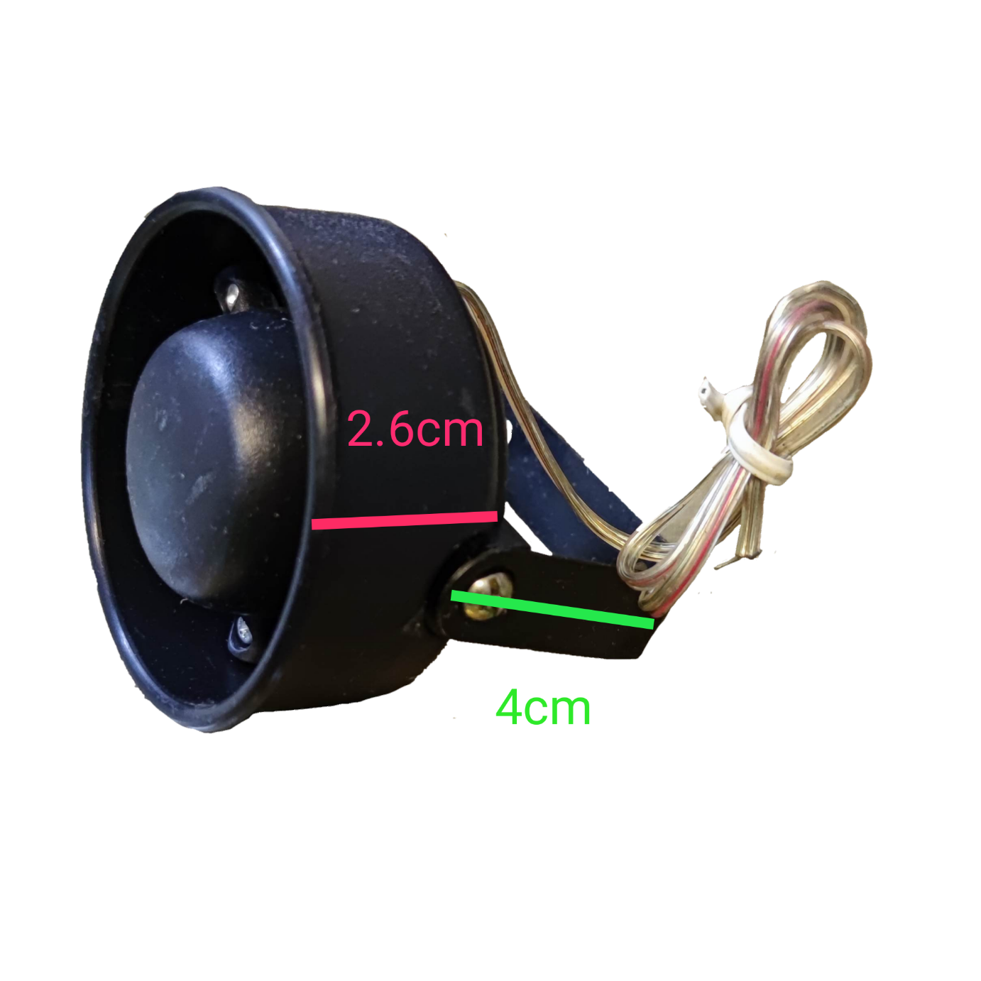 Sub Zero 6 Tone Mini Siren 12V black compact alarm system siren with mounting bracket and wires