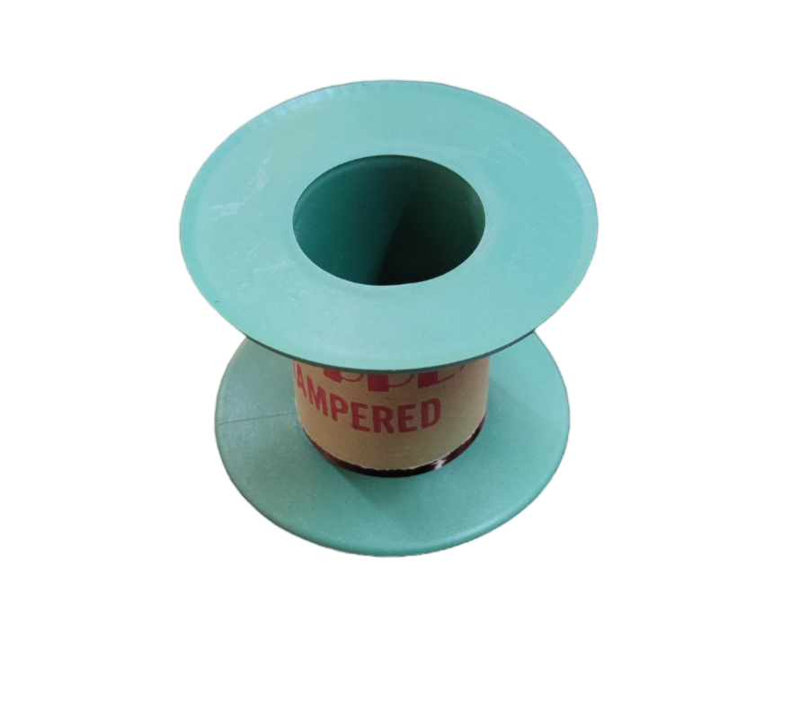 Philflex spool of Magnet Wire AWG 10 - 50g on turquoise plastic reel showing cardboard core and insulated copper winding
