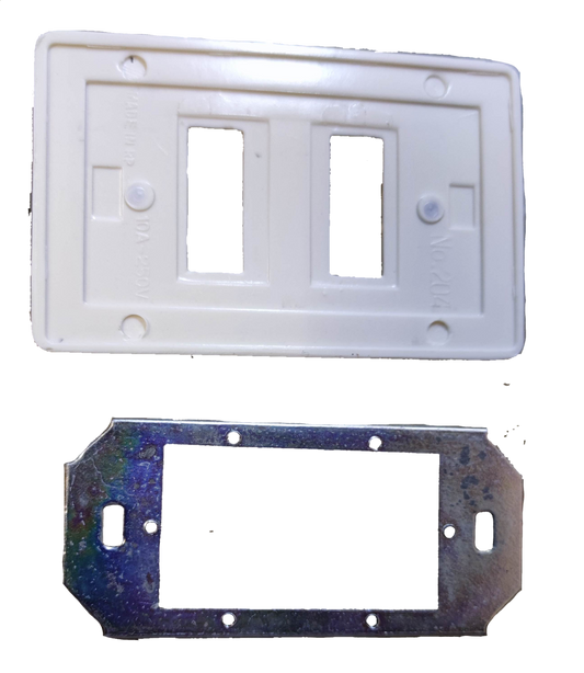 Surer 2 Gang Plate white plastic switch cover with metal mounting frame for power points