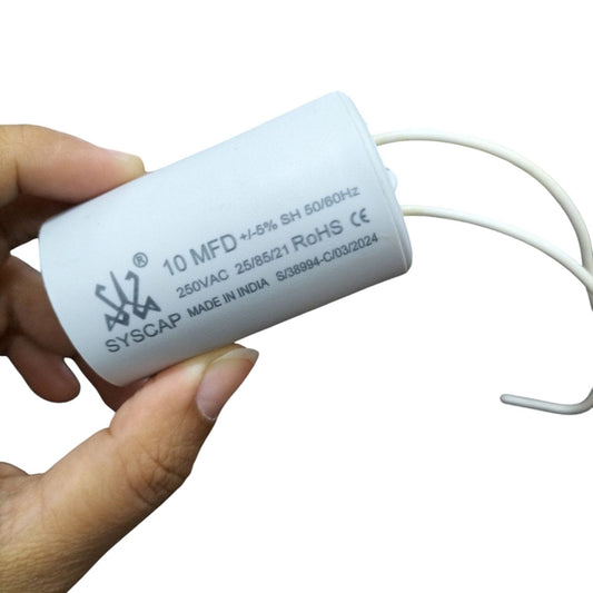 CBB 10MFD motor running capacitor with 250V AC rating, ideal for electrical circuits