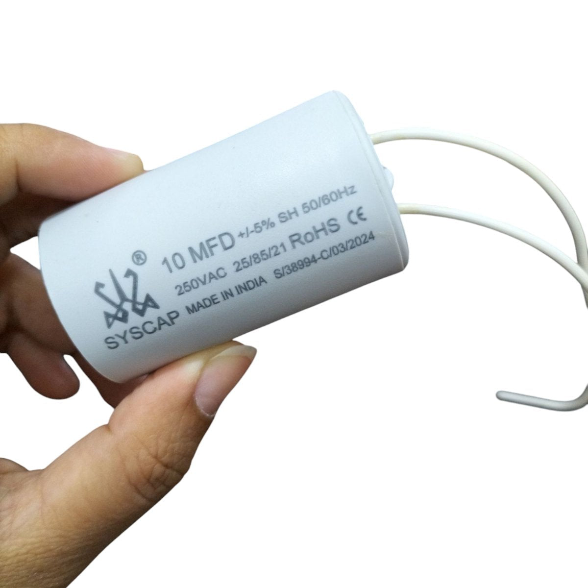 CBB 10MFD motor running capacitor with 250V AC rating, ideal for electrical circuits