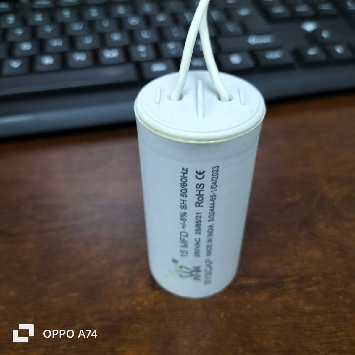 15MFD 250V AC Running Capacitor from Syscap for electrical circuit applications