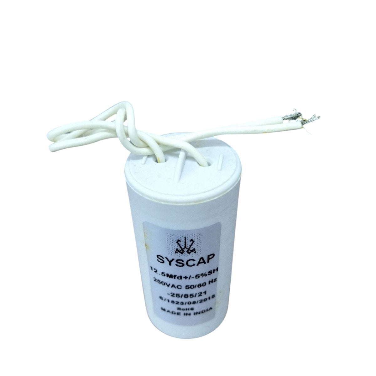 Syscap 250 VAC Running Capacitor with wiring for electrical circuit applications