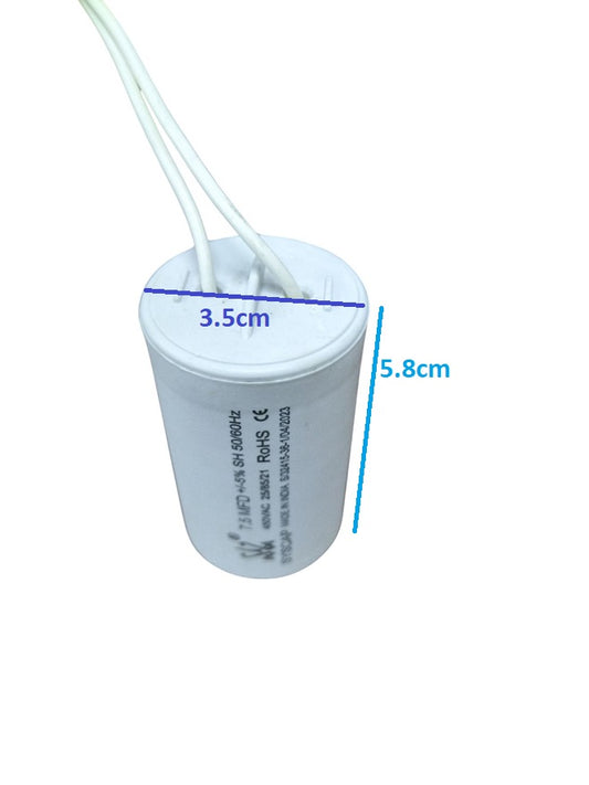 Syscap Running Capacitor 450V AC with dimensions 3.5cm diameter and 5.8cm height for electrical applications