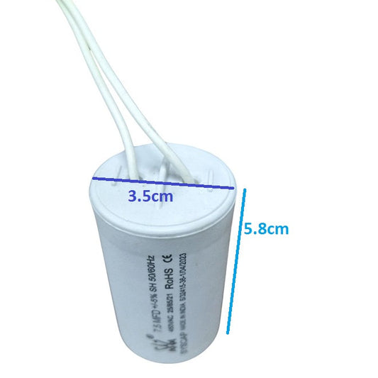 Syscap Running Capacitor 450V AC with dimensions 3.5cm diameter and 5.8cm height for electrical applications