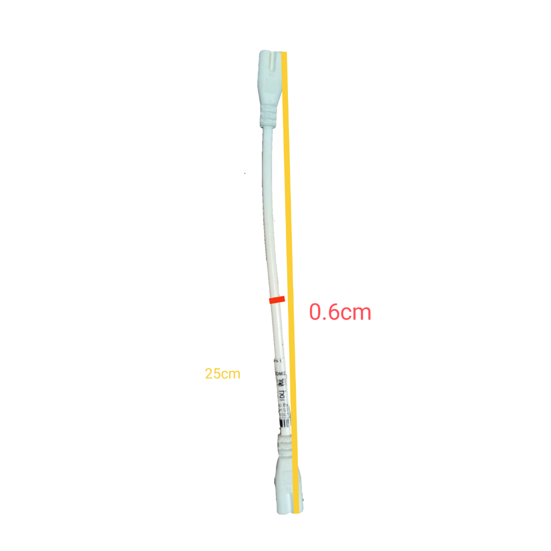 T5 AC cord connector in white, 25cm long, ideal for electrical applications and circuit connections