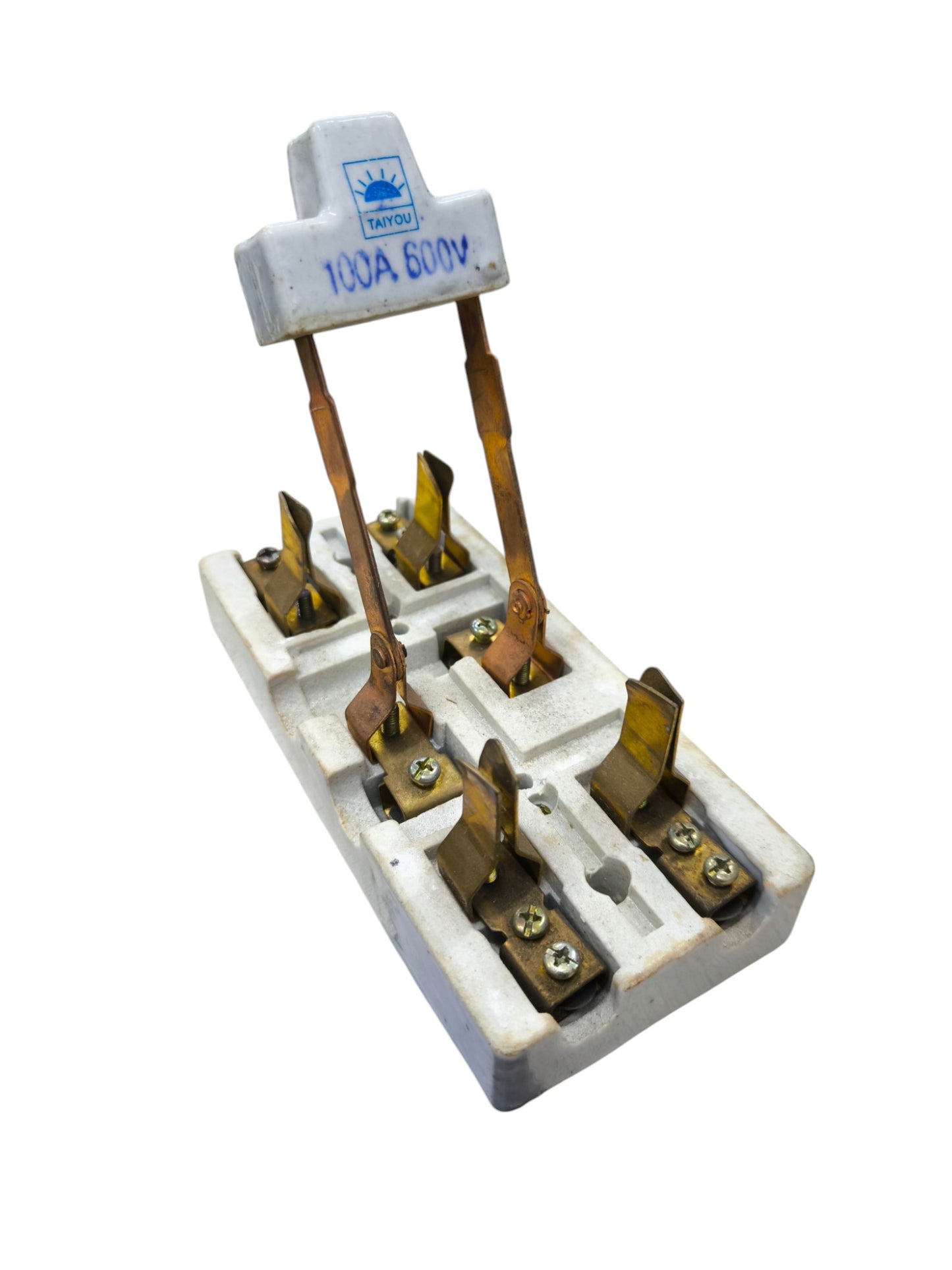 2PDT transfer switch 600V with white ceramic base and brass contacts from China
