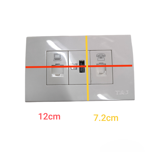 T&J Telephone with Plate Cover LAN power point with separate LAN and telephone ports in white