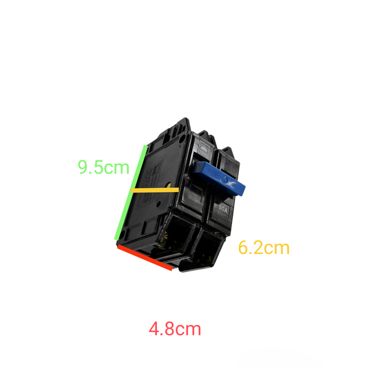 Taiyou 50A 2 Pole Circuit Breaker Bolt on 10 KAIC with blue switch and compact design