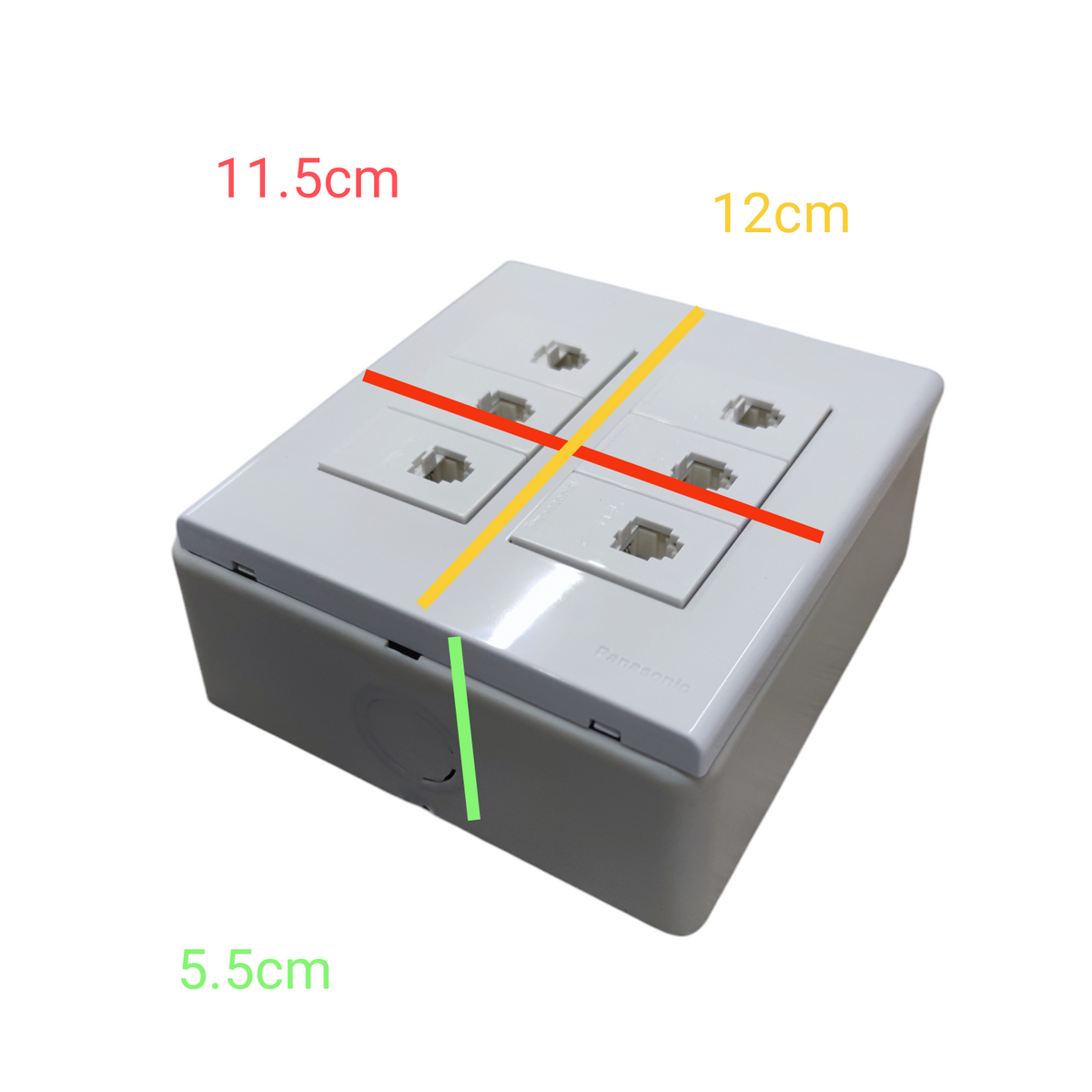 Panasonic 6 Gang Telephone Outlet 4C white surface mount box with four modular telephone jacks