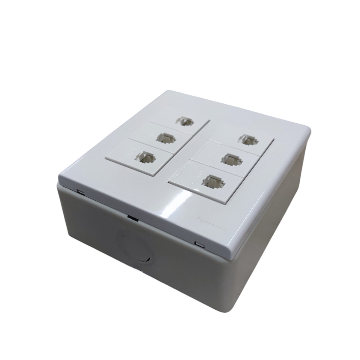 Panasonic surface mount white 6 Gang Telephone Outlet 4C box with six RJ11 ports for home phone wiring