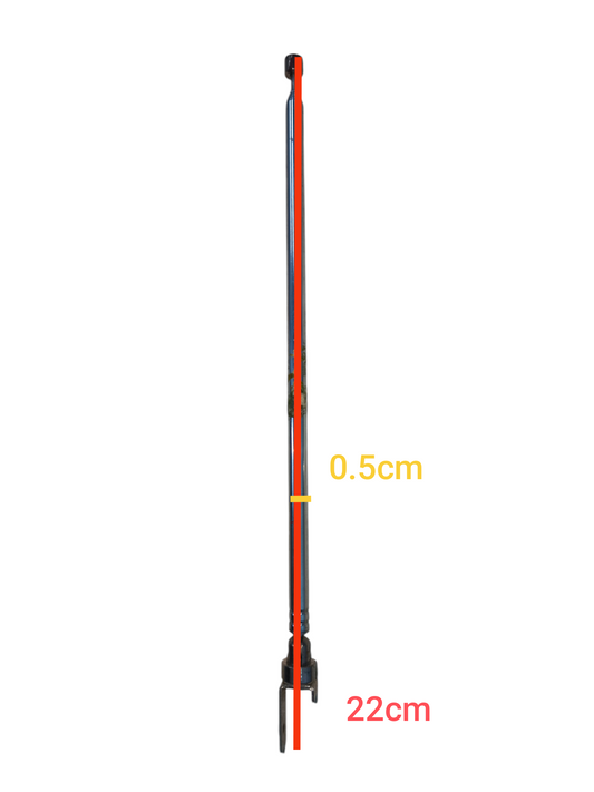 China made telescopic antenna for analog TV with measurements shown on white background