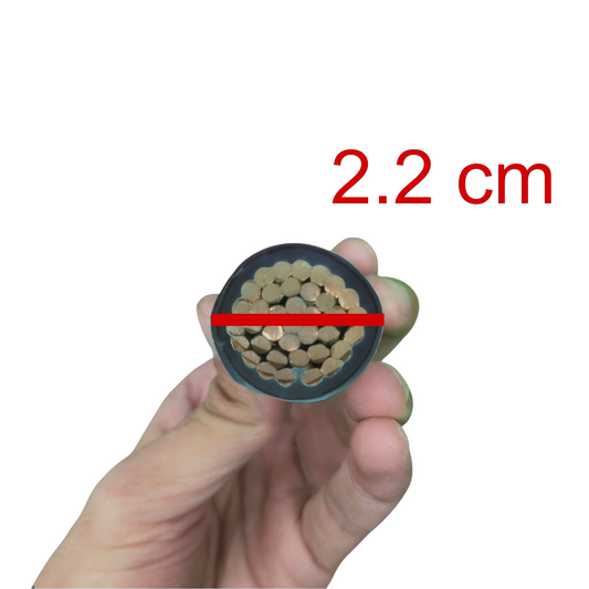 Phelps Dodge THHN and wires showing round cross-section with a diameter of 2.2 cm for electrical projects