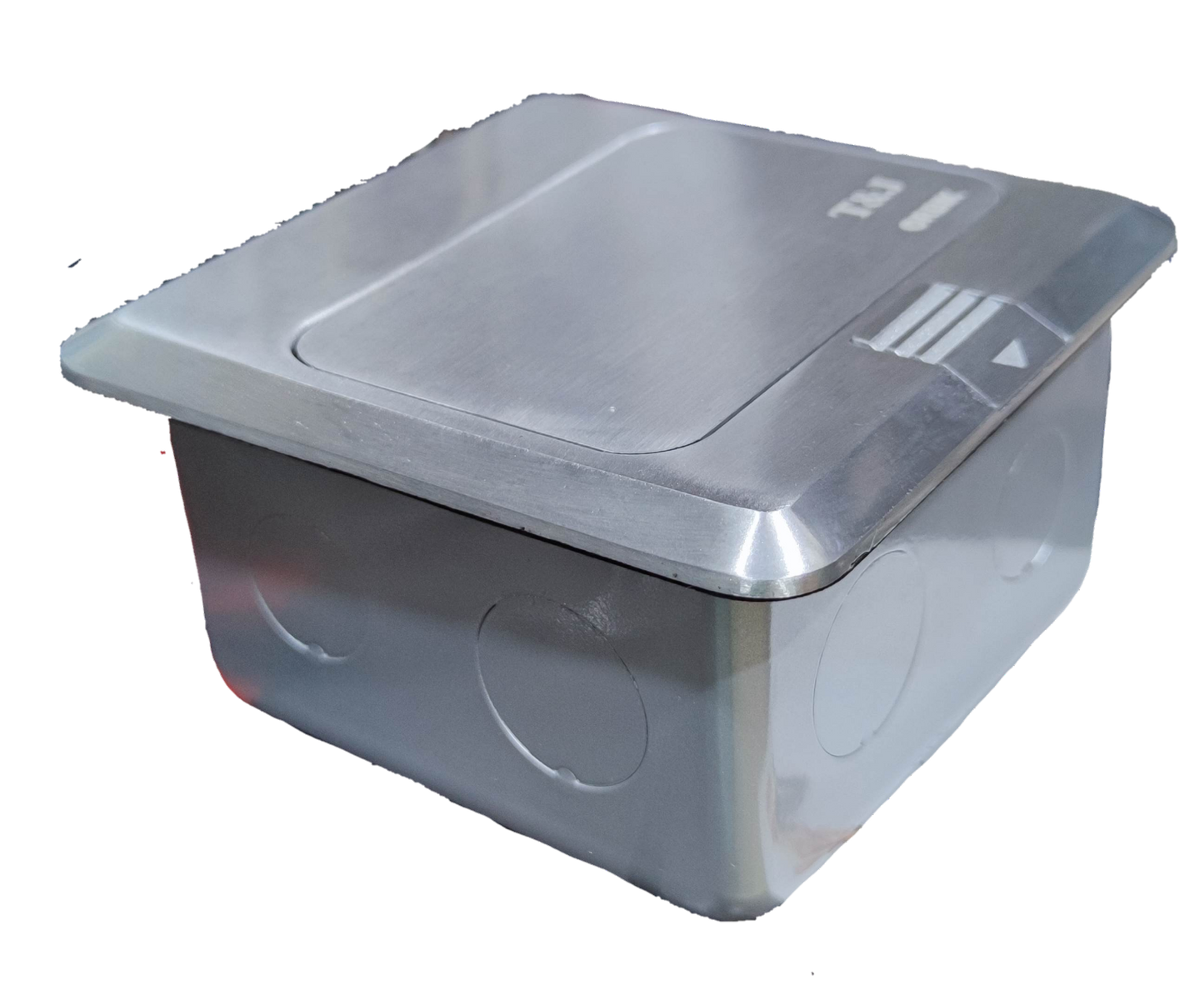 T&J 2 gang metal floor outlet with stainless steel cover for durable power access
