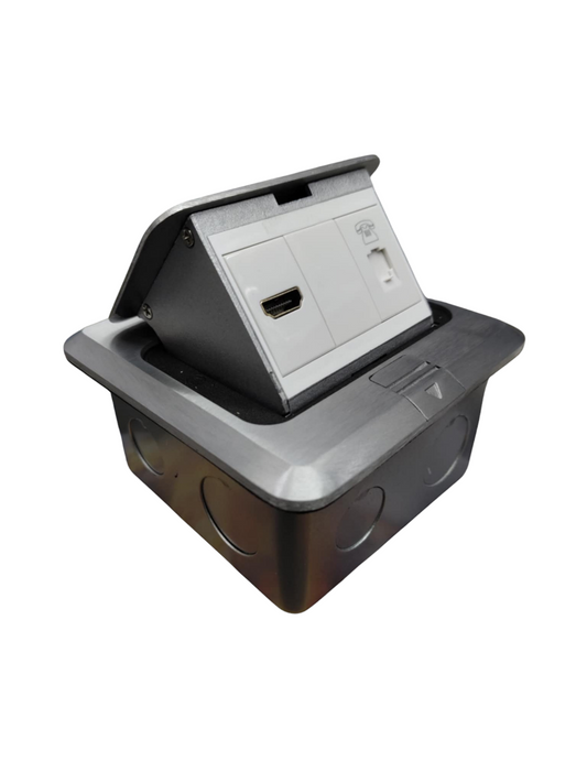 T&J Pop up Voice Outlet and HDMI Outlet with stainless steel frame and recessed design