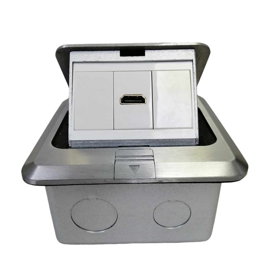 T&J Pop up 1 Gang HDMI Outlet with metallic frame for convenient cable access and connectivity