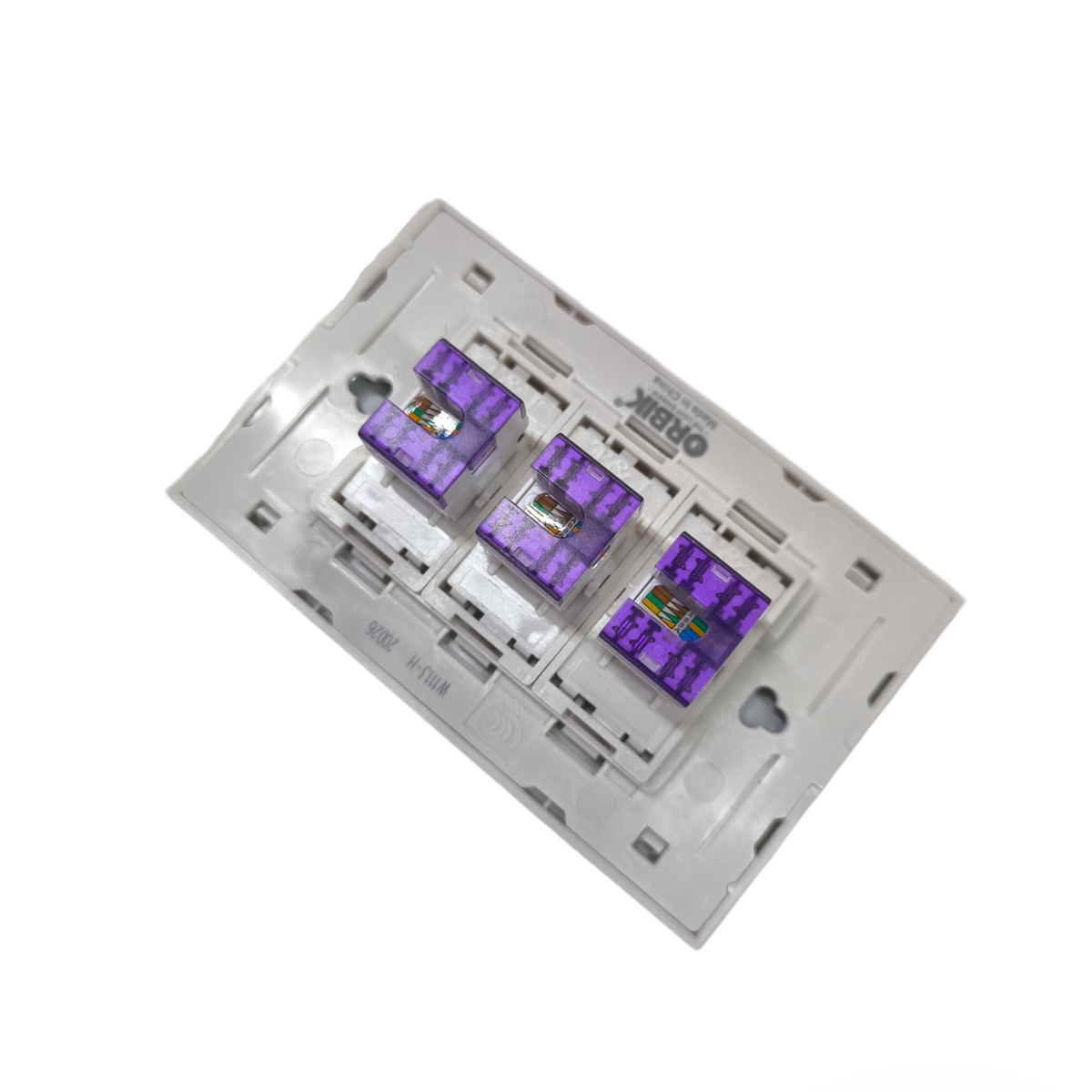 T&J 3 Gang LAN Outlet with three purple network ports for reliable wired internet connection