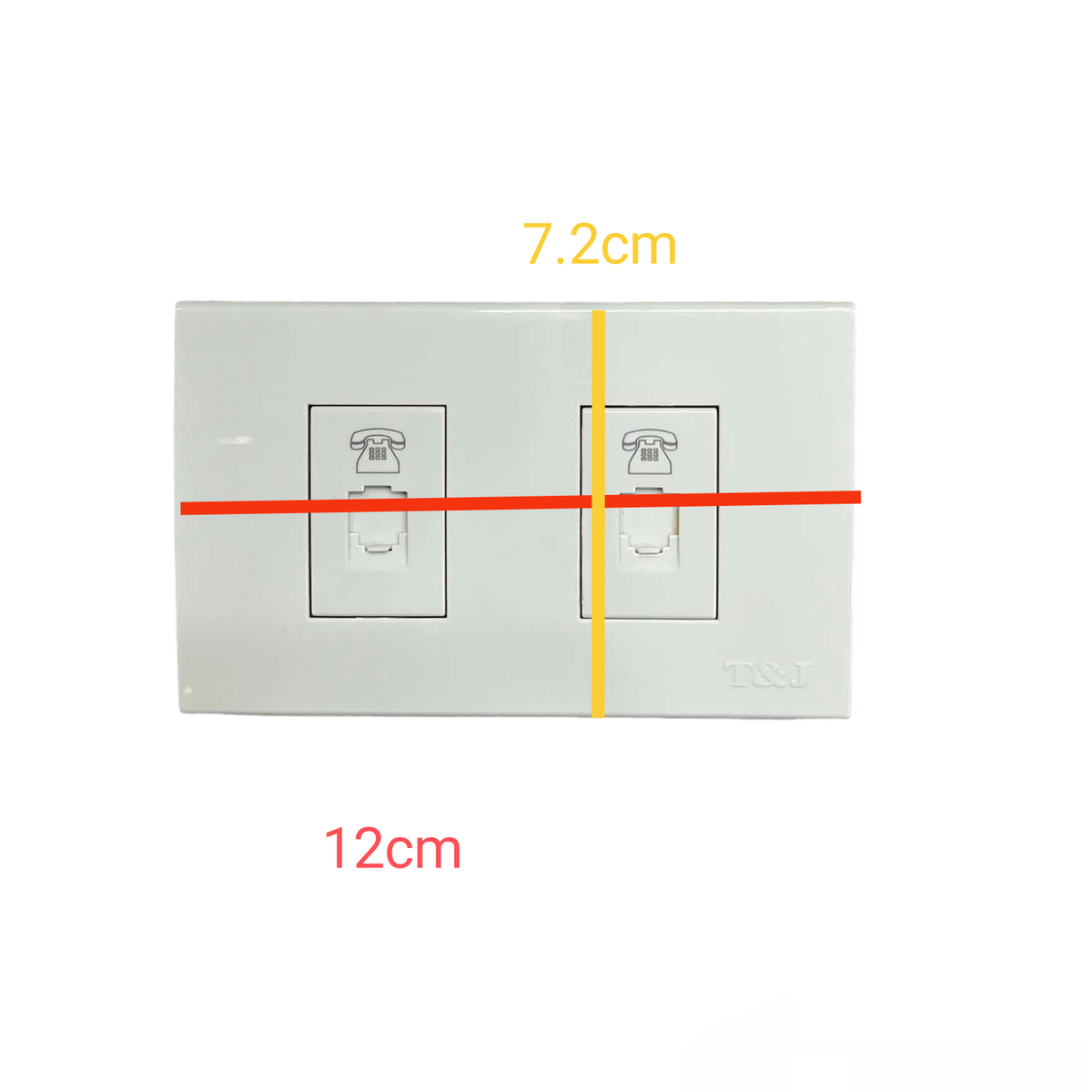 T&J 1 Gang and 2 Gang Voice Outlet white wall plate with telephone icon slots