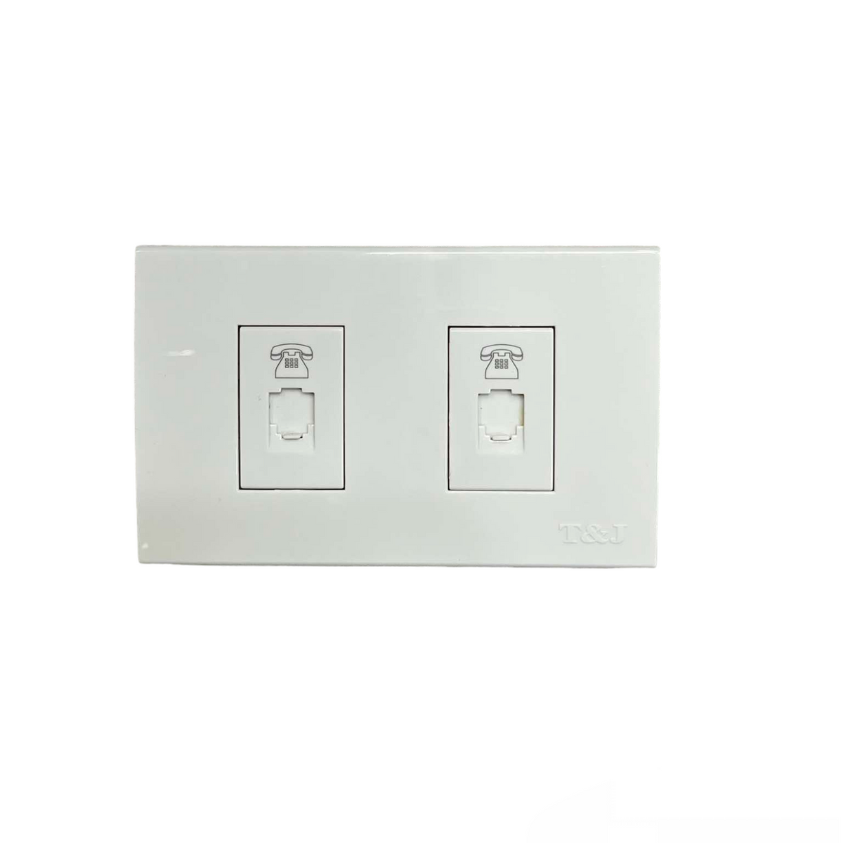 T&J 1 Gang and 2 Gang Voice Outlet white wall plate with telephone symbol outlets