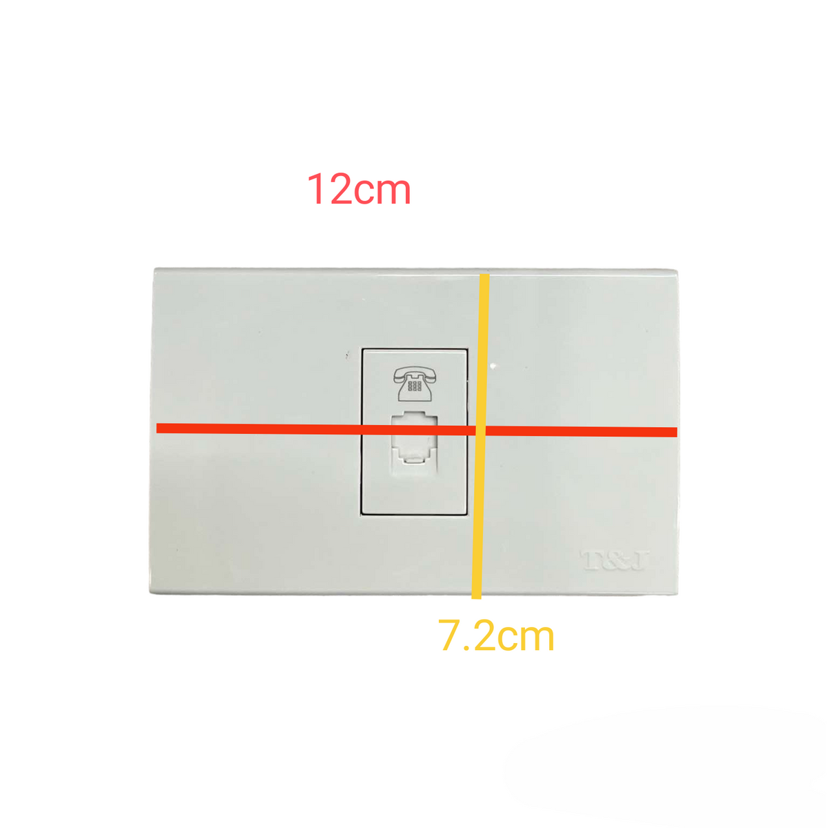 T&J 1 Gang and 2 Gang Voice Outlet white wall plate with telephone socket and dimensions