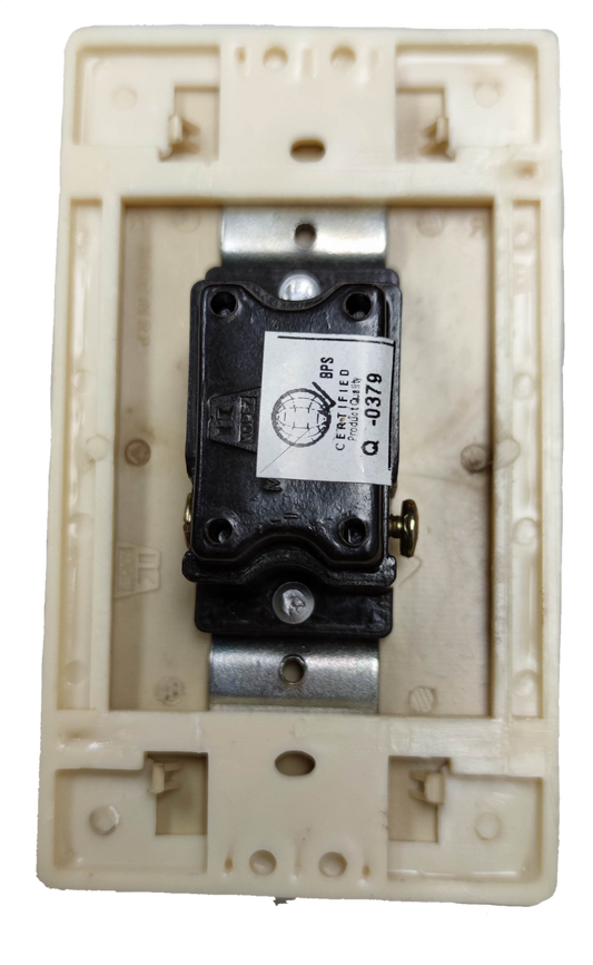 Kopez toggle light switch for home with white plastic frame and black switch mechanism