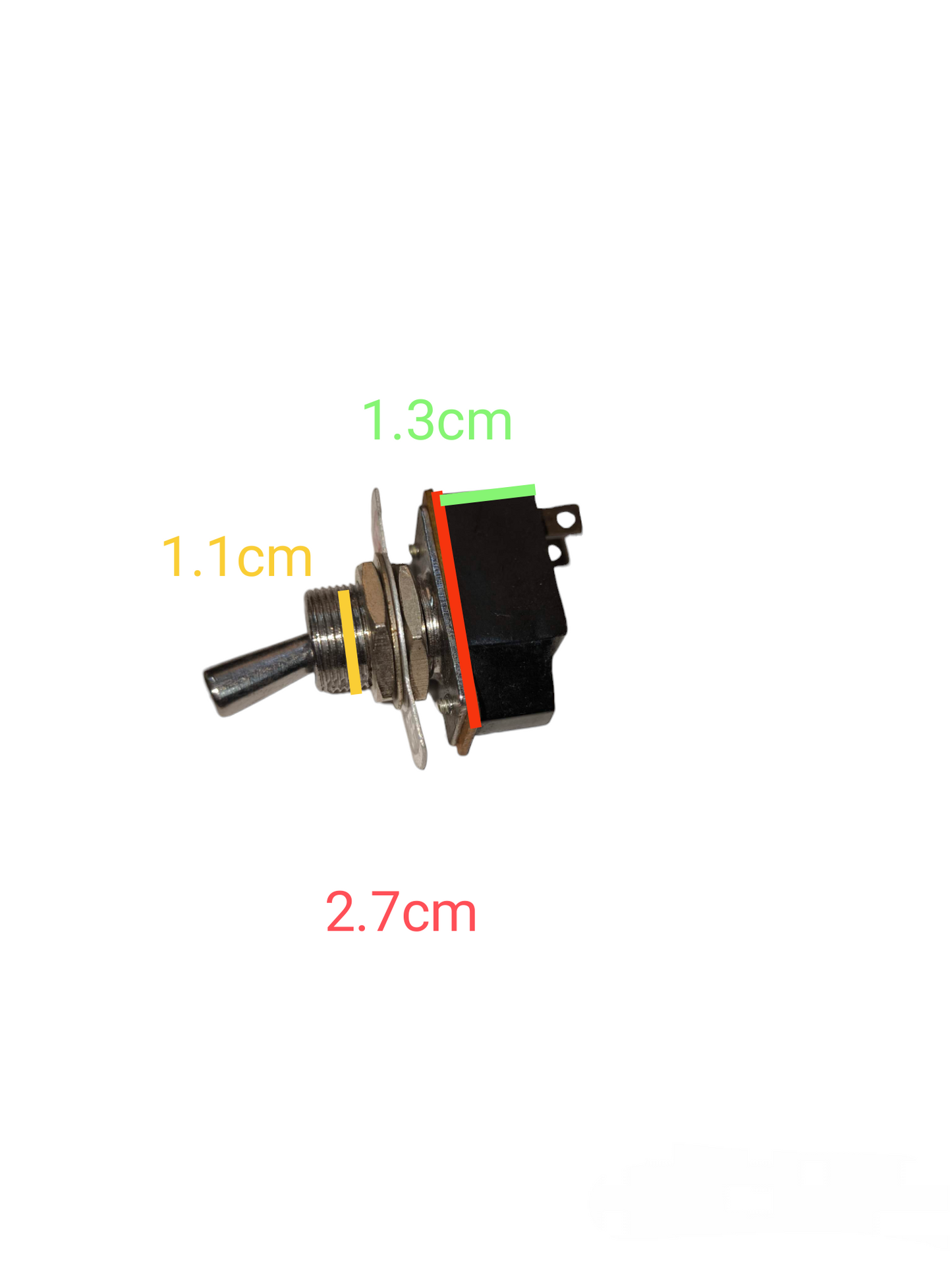 Toggle Switch On-Off 2A 220V compact electrical switch with metal lever and black housing
