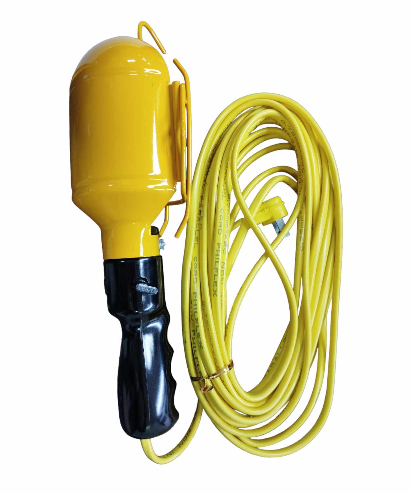 Kopez trouble light with 10 meter cord in yellow with a black handle for work and safety lighting