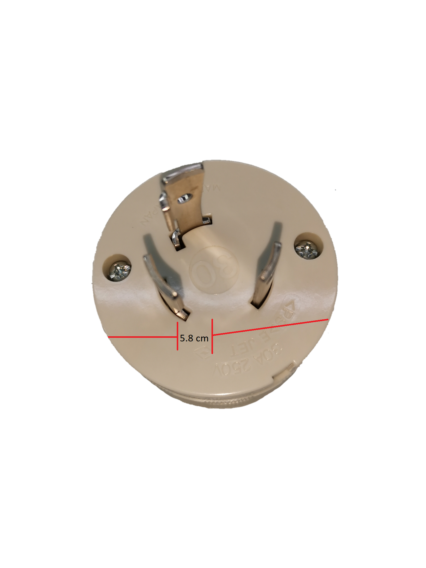 Panasonic 30A 3 Pole Twt isLock Plug 250V round beige twist lock plug with three metal blades and mounting screws