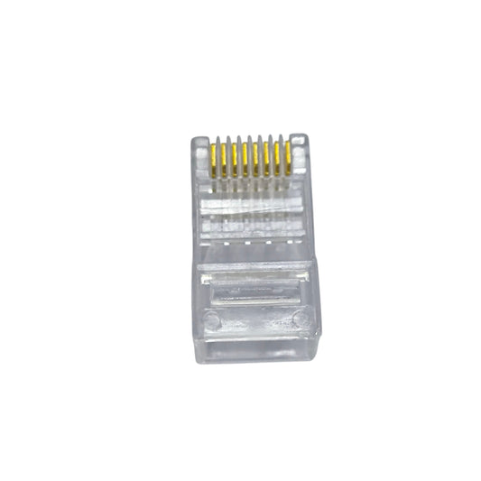Transparent CAT 6E RJ45 plug connector for reliable network connectivity and electrical circuitry applications