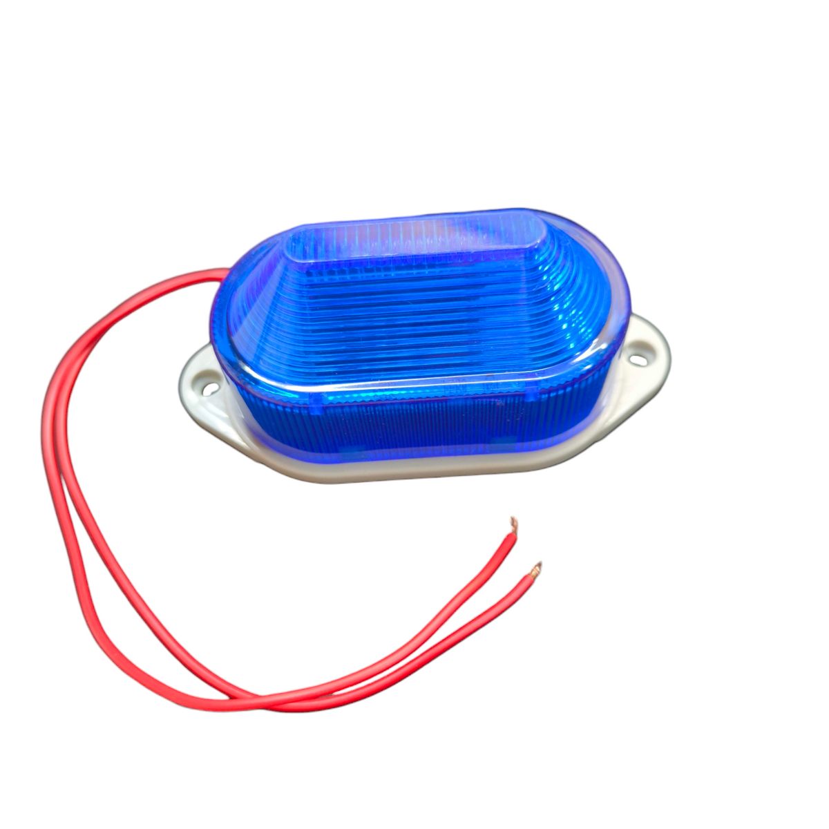 Denko Blue LED Warning Light 220V AC oval surface mount with blue lens red wiring for safety signaling