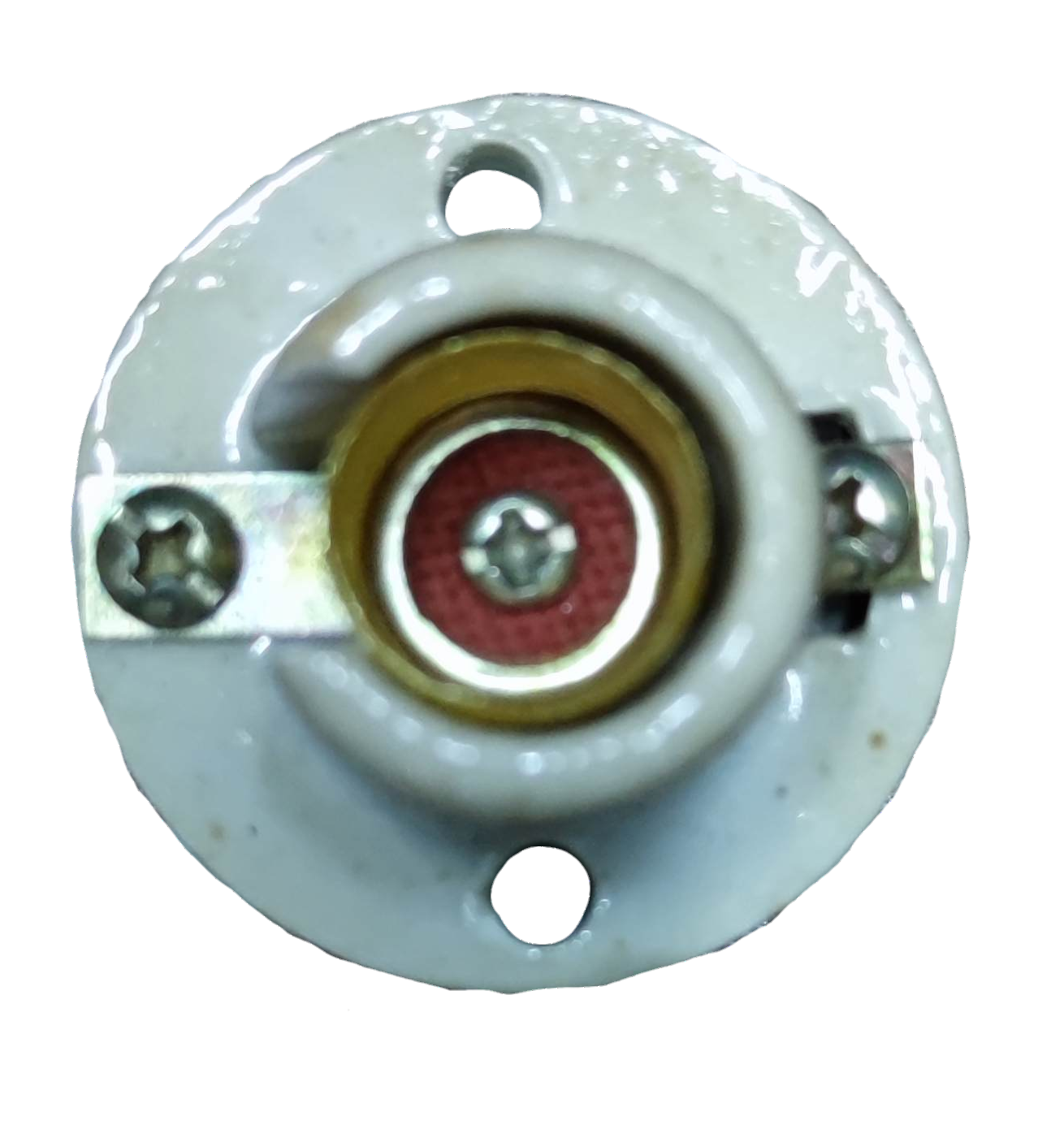 E14 porcelain socket receptacle white porcelain round base with brass contact two mounting screws for small bulbs