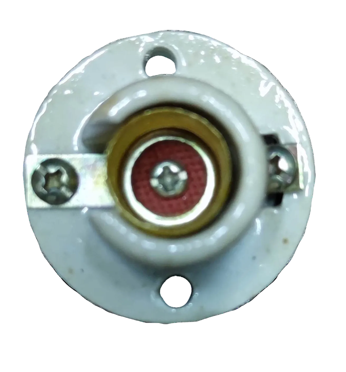 E14 porcelain socket receptacle white porcelain round base with brass contact two mounting screws for small bulbs