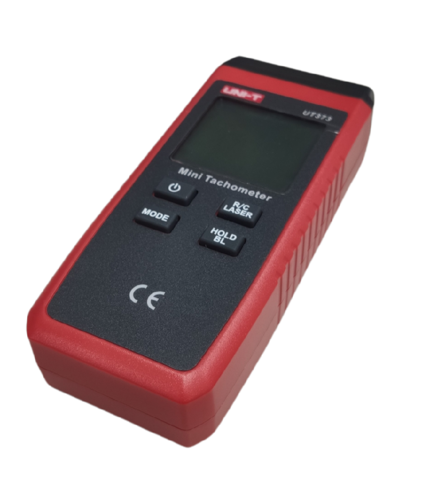 UNI-T Mini Non Contact Tachometer UT373 with red and black casing and digital display