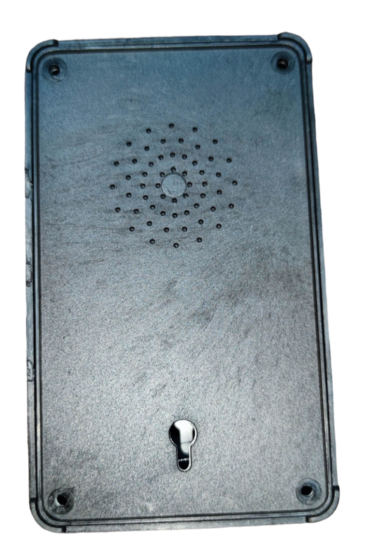 Gray plastic electronics enclosure cover with circular vent holes and keyhole slot DIY Plastic Box Kit Assenbly