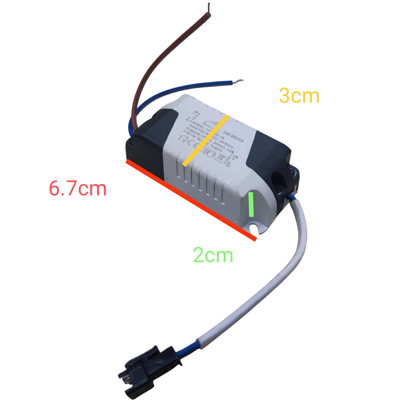 Biglite compact LED Driver 1-3W Input 180-220V power supply unit with wires and connector
